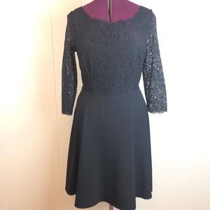 Karl Lagerfeld Lace Fit & Flare Dress 12 Floral Retro Rockabilly Little Bl